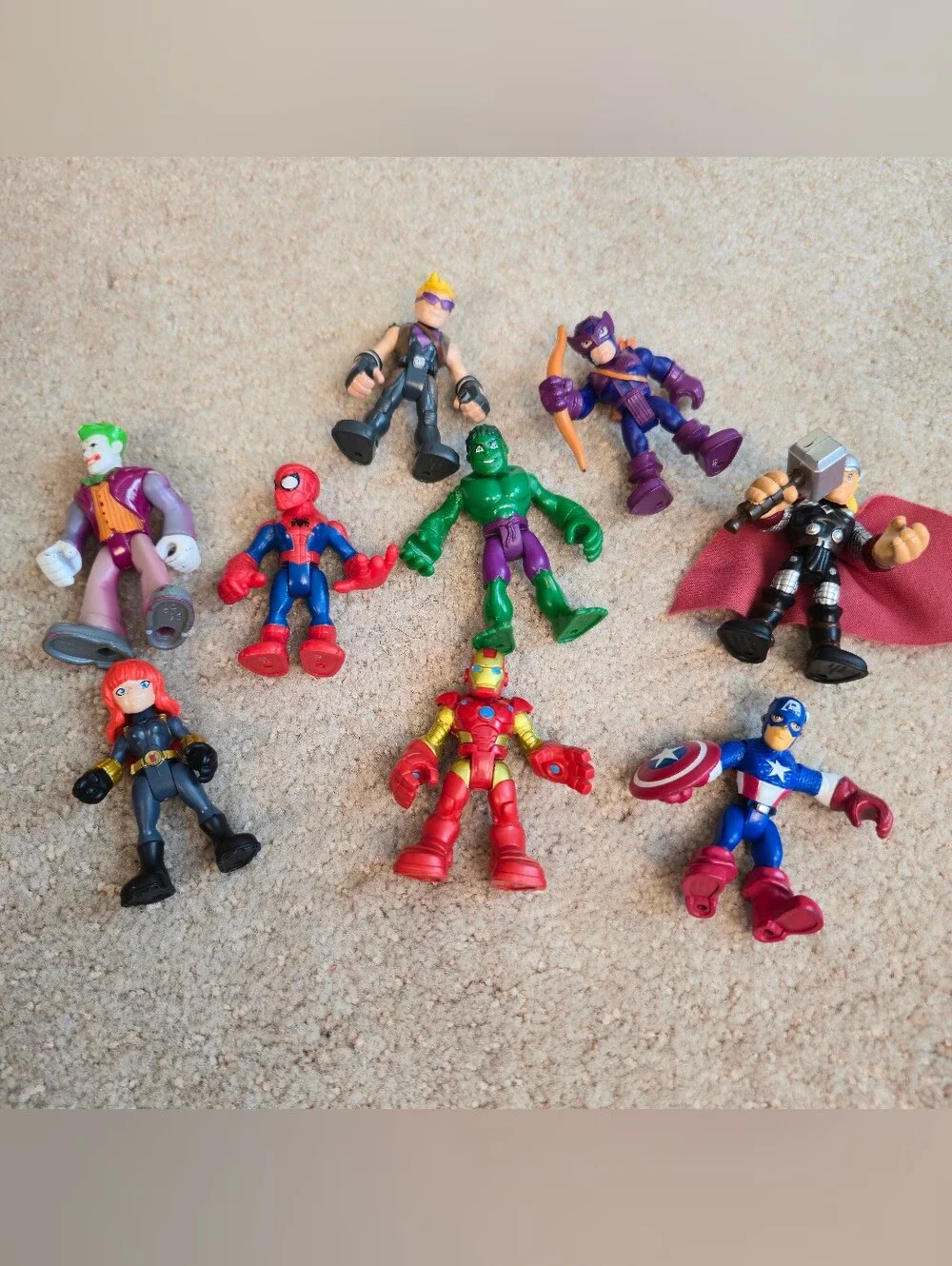 Marvel Super Hero Squad AVENGERS LOT OF 9 Hulk Iron Man Thor Spiderman Joker
